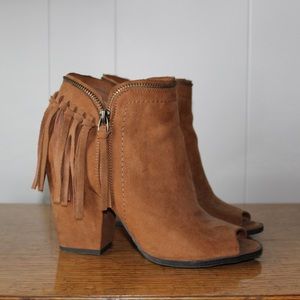 Dolce Vita fringe open toe ankle booties